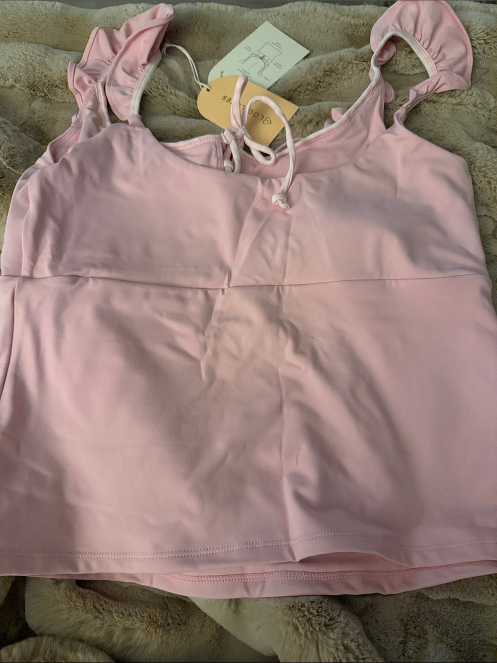 Blogilates Ruffled Lace-up Pink Tank Top - Picture 4 of 4